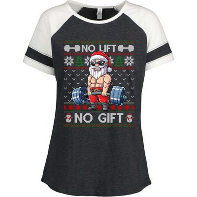 Funny Muscle Santa Lifting Christmas Ugly Christmas Sweater Gift Enza Ladies Jersey Colorblock Tee