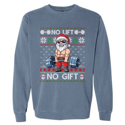 Funny Muscle Santa Lifting Christmas Ugly Christmas Sweater Gift Garment-Dyed Sweatshirt