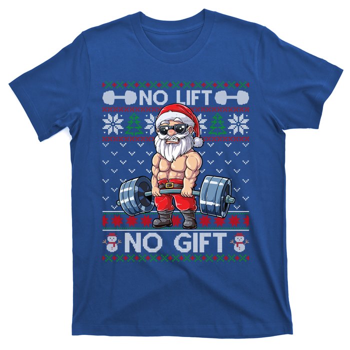 Funny Muscle Santa Lifting Christmas Ugly Christmas Sweater Gift T-Shirt