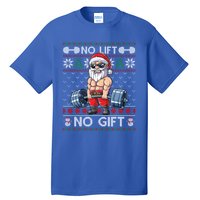 Funny Muscle Santa Lifting Christmas Ugly Christmas Sweater Gift Tall T-Shirt