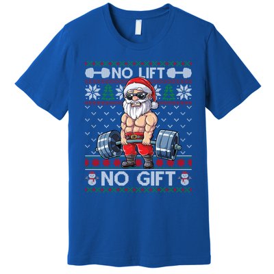 Funny Muscle Santa Lifting Christmas Ugly Christmas Sweater Gift Premium T-Shirt