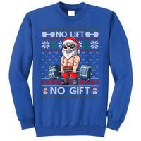 Funny Muscle Santa Lifting Christmas Ugly Christmas Sweater Gift Tall Sweatshirt