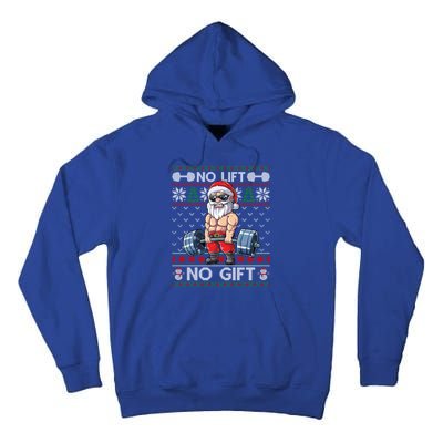 Funny Muscle Santa Lifting Christmas Ugly Christmas Sweater Gift Tall Hoodie