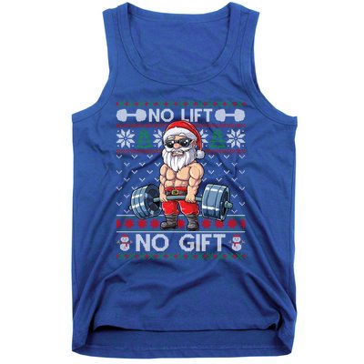 Funny Muscle Santa Lifting Christmas Ugly Christmas Sweater Gift Tank Top