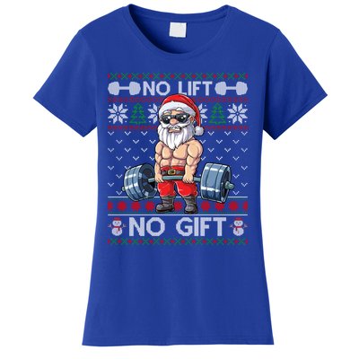 Funny Muscle Santa Lifting Christmas Ugly Christmas Sweater Gift Women's T-Shirt