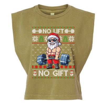 Funny Muscle Santa Lifting Christmas Ugly Christmas Sweater Gift Garment-Dyed Women's Muscle Tee