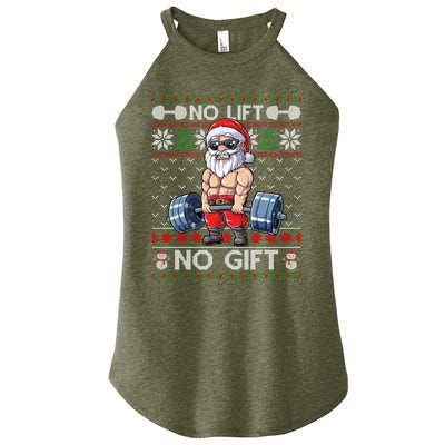 Funny Muscle Santa Lifting Christmas Ugly Christmas Sweater Gift Women's Perfect Tri Rocker Tank