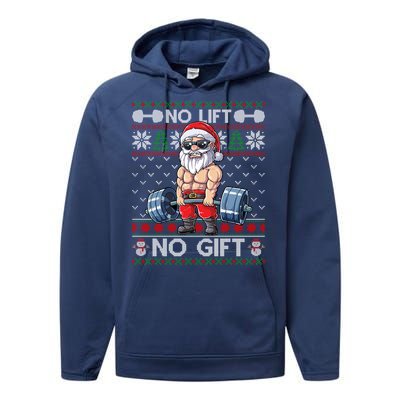 Funny Muscle Santa Lifting Christmas Ugly Christmas Sweater Gift Performance Fleece Hoodie