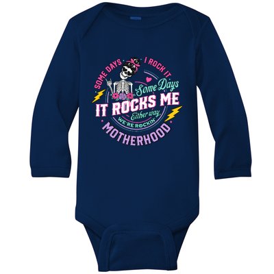 Funny Motherhood Some Days I Rock It Mothers Day Baby Long Sleeve Bodysuit