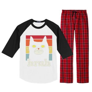 Funny Meme Saying Bruh With Cat Greetings Teens Raglan Sleeve Pajama Set