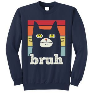 Funny Meme Saying Bruh With Cat Greetings Teens Sweatshirt