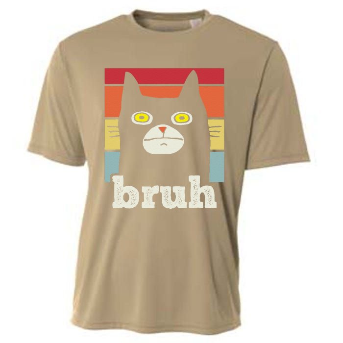 Funny Meme Saying Bruh With Cat Greetings Teens Cooling Performance Crew T-Shirt