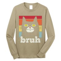 Funny Meme Saying Bruh With Cat Greetings Teens Long Sleeve Shirt