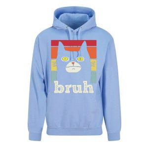 Funny Meme Saying Bruh With Cat Greetings Teens Unisex Surf Hoodie