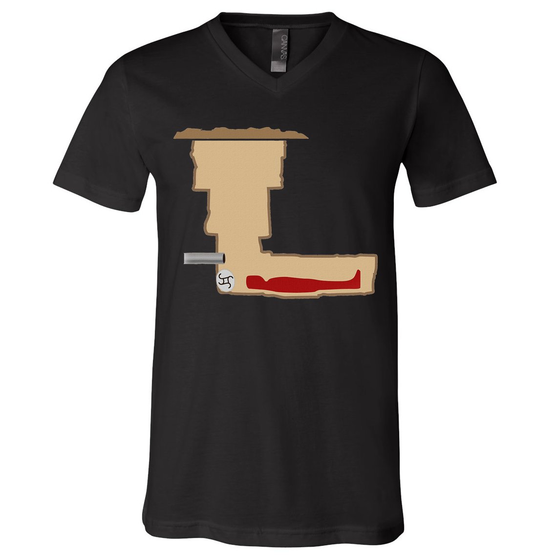 Funny Meme Saddam Hussein Hiding Spot Teen Joke Brain Rot V-Neck T-Shirt