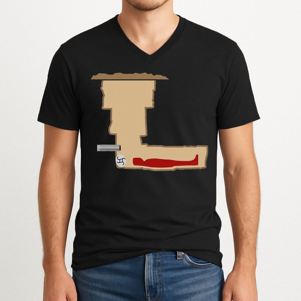 Funny Meme Saddam Hussein Hiding Spot Teen Joke Brain Rot V-Neck T-Shirt