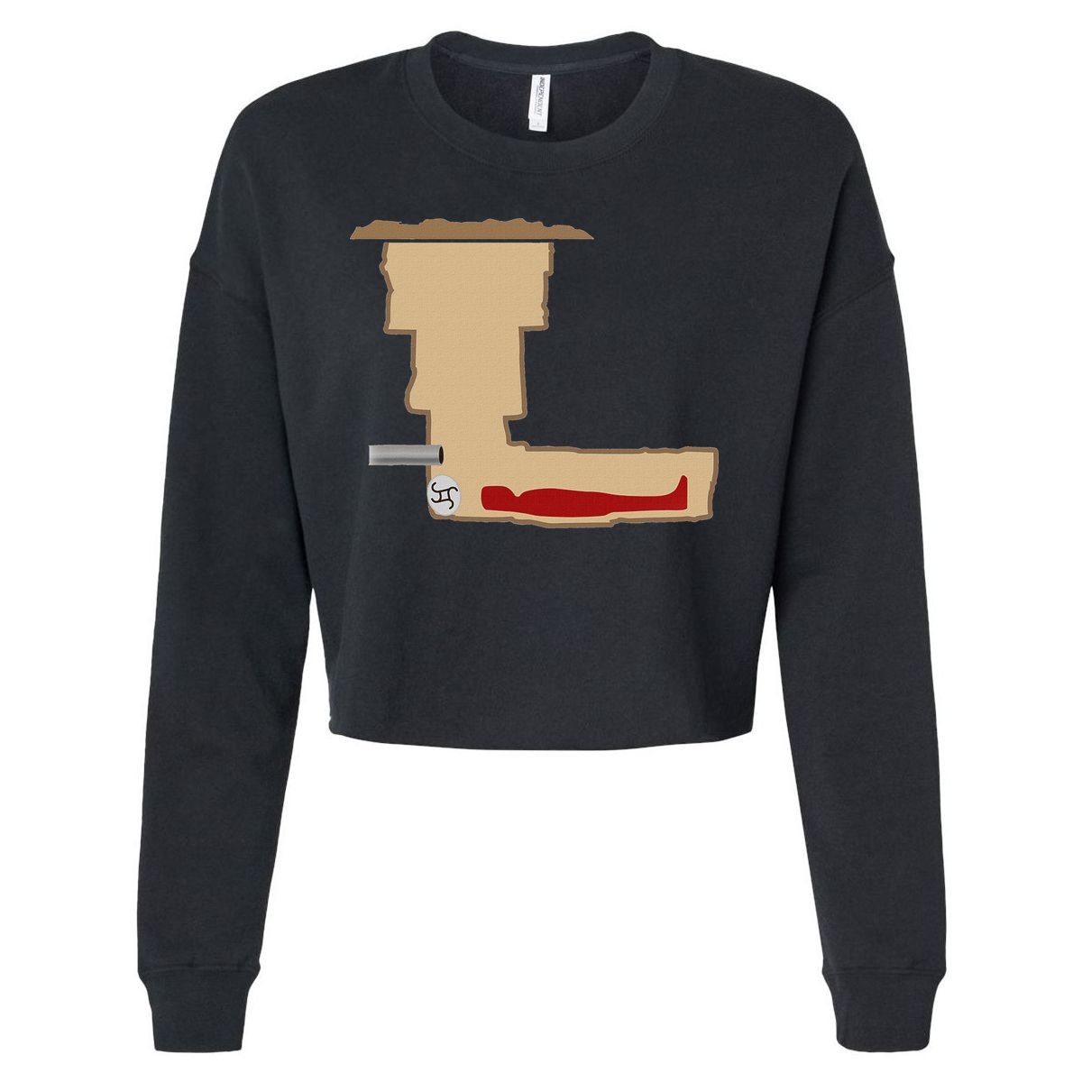 Funny Meme Saddam Hussein Hiding Spot Teen Joke Brain Rot Cropped Pullover Crew