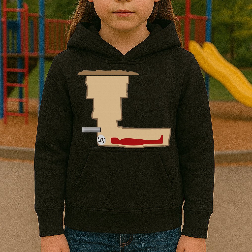 Funny Meme Saddam Hussein Hiding Spot Teen Joke Brain Rot Kids Hoodie
