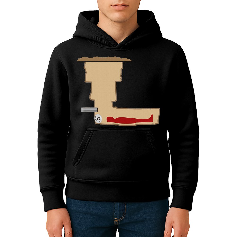 Funny Meme Saddam Hussein Hiding Spot Teen Joke Brain Rot Kids Hoodie