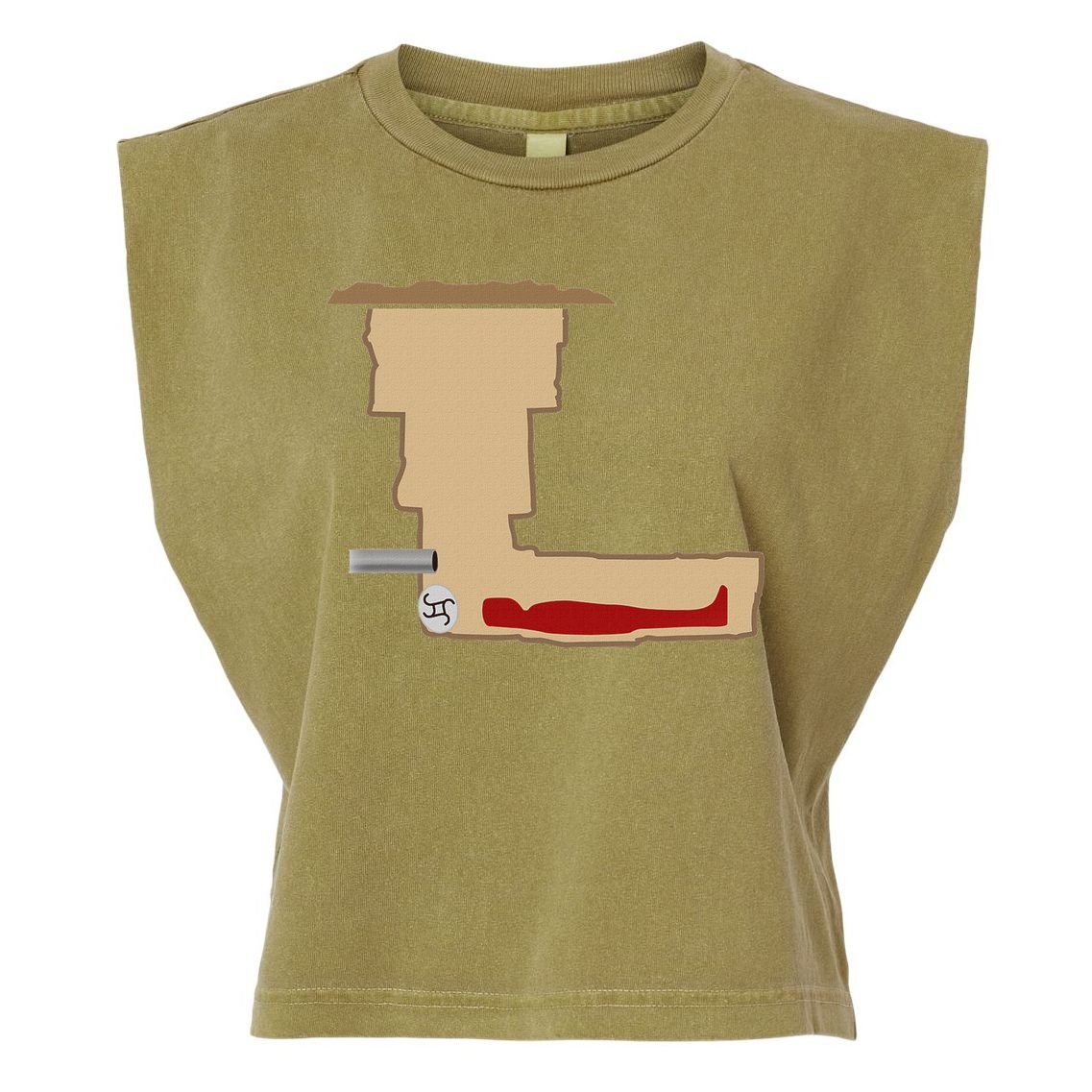 Funny Meme Saddam Hussein Hiding Spot Teen Joke Brain Rot Garment-Dyed Women's Muscle Tee