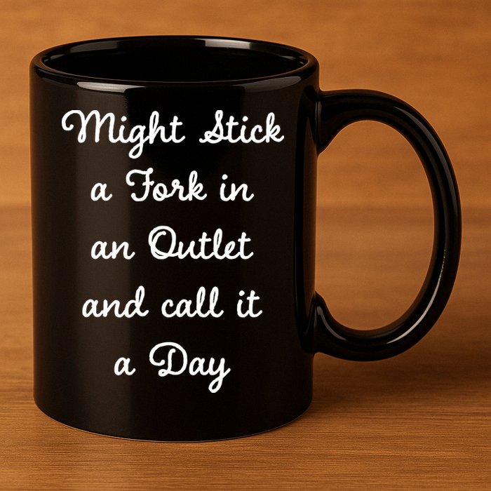 Funny Might Stick A Fork In An Outlet And Call It A Day Sarcastic 11oz C Handle Ceramic Mug