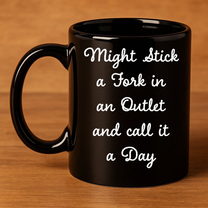 Funny Might Stick A Fork In An Outlet And Call It A Day Sarcastic 11oz C Handle Ceramic Mug