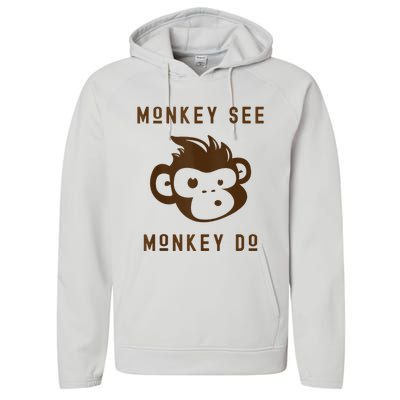 Funny Monkey See Monkey Do Cute Adorable Primate Chimp Performance Fleece Hoodie