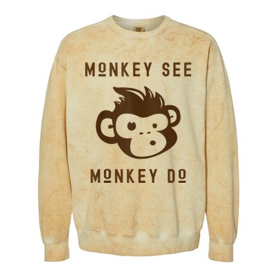 Funny Monkey See Monkey Do Cute Adorable Primate Chimp Colorblast Crewneck Sweatshirt