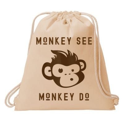 Funny Monkey See Monkey Do Cute Adorable Primate Chimp Drawstring Bag