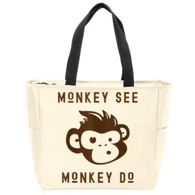 Funny Monkey See Monkey Do Cute Adorable Primate Chimp Zip Tote Bag