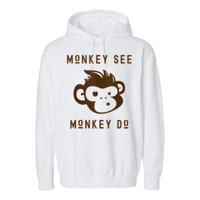 Funny Monkey See Monkey Do Cute Adorable Primate Chimp Garment-Dyed Fleece Hoodie