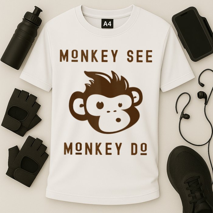 Funny Monkey See Monkey Do Cute Adorable Primate Chimp Performance Shirt