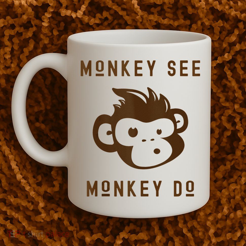 Funny Monkey See Monkey Do Cute Adorable Primate Chimp Mug