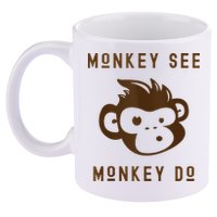 Funny Monkey See Monkey Do Cute Adorable Primate Chimp 11oz C Handle Ceramic Mug