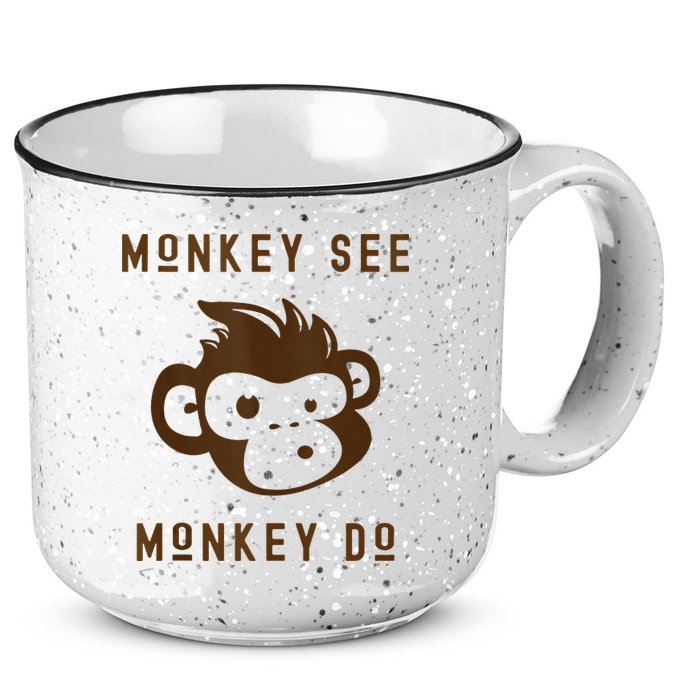 Funny Monkey See Monkey Do Cute Adorable Primate Chimp 15oz Campfire Ceramic Mug