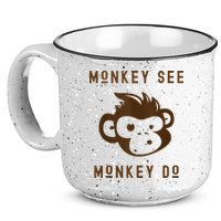 Funny Monkey See Monkey Do Cute Adorable Primate Chimp 15oz Campfire Ceramic Mug