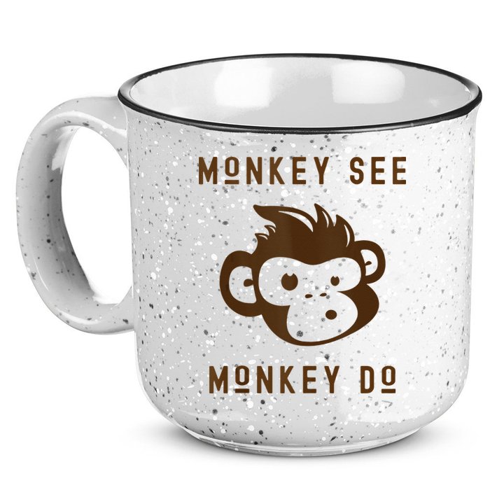 Funny Monkey See Monkey Do Cute Adorable Primate Chimp 15oz Campfire Ceramic Mug