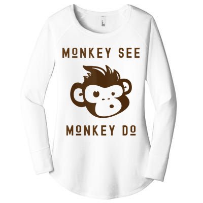 Funny Monkey See Monkey Do Cute Adorable Primate Chimp Women's Perfect Tri Tunic Long Sleeve Shirt