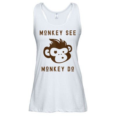 Funny Monkey See Monkey Do Cute Adorable Primate Chimp Ladies Essential Flowy Tank
