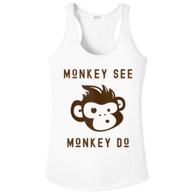 Funny Monkey See Monkey Do Cute Adorable Primate Chimp Ladies PosiCharge Competitor Racerback Tank