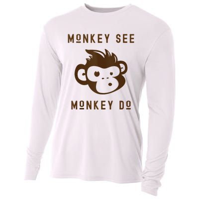 Funny Monkey See Monkey Do Cute Adorable Primate Chimp Cooling Performance Long Sleeve Crew