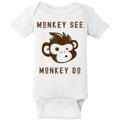 Funny Monkey See Monkey Do Cute Adorable Primate Chimp Baby Bodysuit
