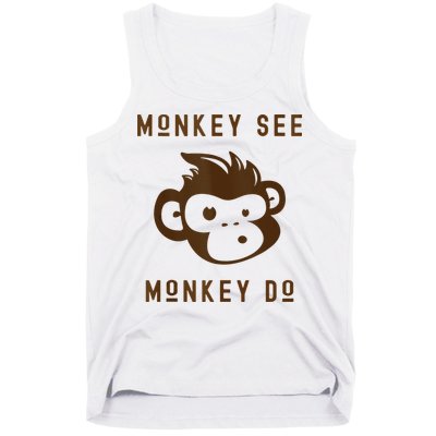 Funny Monkey See Monkey Do Cute Adorable Primate Chimp Tank Top