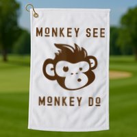 Funny Monkey See Monkey Do Cute Adorable Primate Chimp Golf Towel