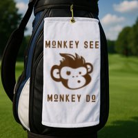 Funny Monkey See Monkey Do Cute Adorable Primate Chimp Golf Towel