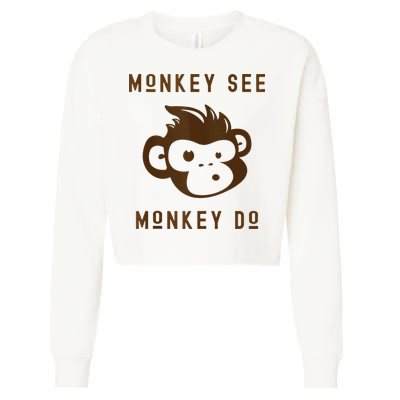 Funny Monkey See Monkey Do Cute Adorable Primate Chimp Cropped Pullover Crew