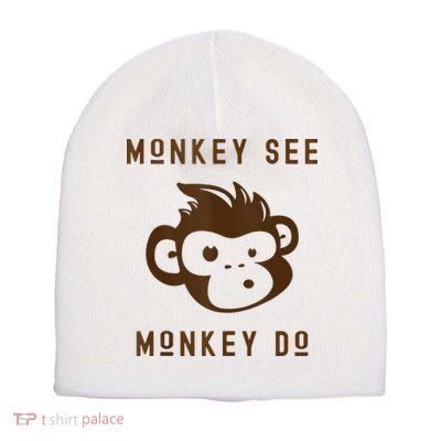 Funny Monkey See Monkey Do Cute Adorable Primate Chimp Short Acrylic Beanie