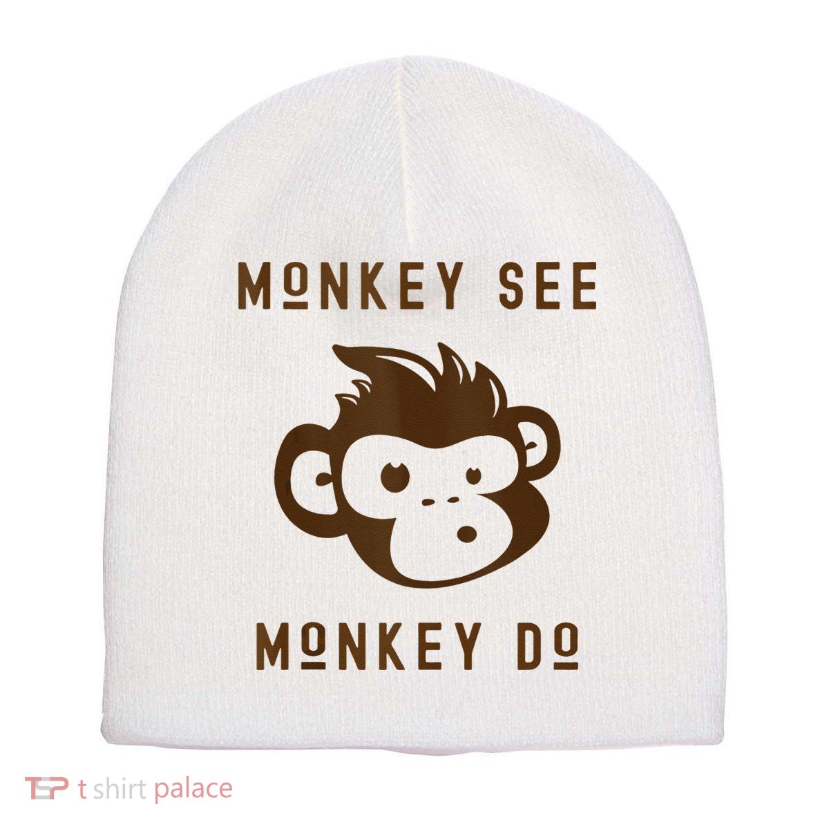 Funny Monkey See Monkey Do Cute Adorable Primate Chimp Short Acrylic Beanie