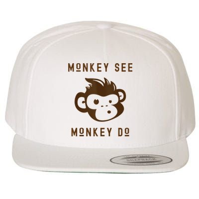 Funny Monkey See Monkey Do Cute Adorable Primate Chimp Wool Snapback Cap