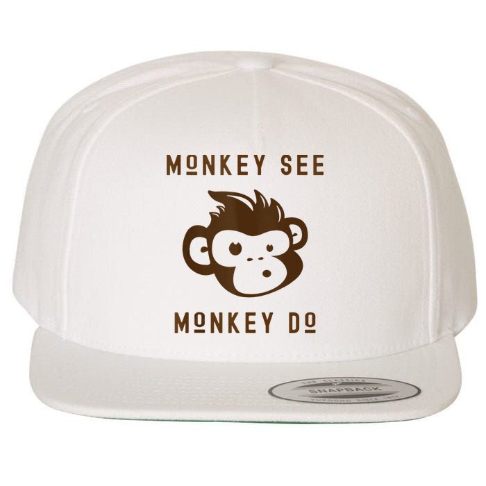 Funny Monkey See Monkey Do Cute Adorable Primate Chimp Wool Snapback Cap